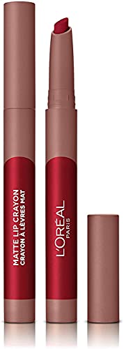 L'Oreal Paris Make-up Designer - Pintalabios Matte Crayón 3 Brulee Ever Permanente - 22 Ml, Rojo Vino, Vanilla