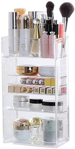 LOSYU Transparente Muti-Capa de Maquillaje Ajustable Organizador, encimera de acrílico Estante de joyería Grandes Cajas de Almacenamiento de cosméticos, Caja de exhibición for Vanity Baño Dresser