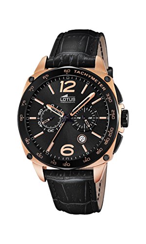 Lotus Reloj de Cuarzo Hombre con cronógrafo y Negro Correa de Piel 18217/3