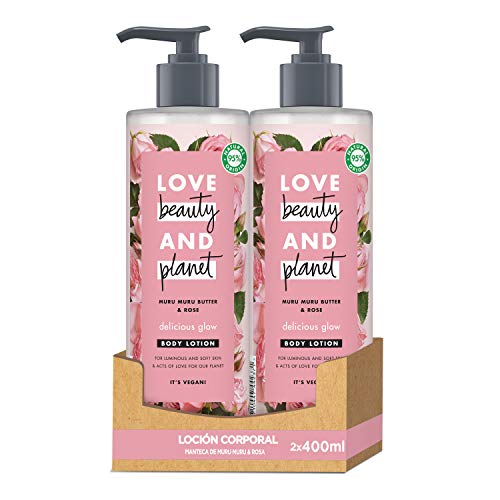 Love Beauty and Planet Delicios Glow Loción manteca de muru muru & rosa, 2 x 400ml