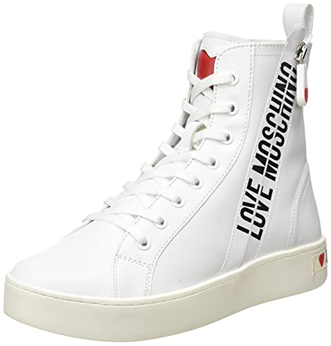 Love Moschino, Zapatos de Mujer, colección Otoño Invierno 2021, Zapatillas, Bianco, 38 EU