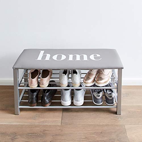 LOVE !T STORE !T 670896 Zapatero, Piel y Metal, Home-Light Grey Silver, 80x30x48cm