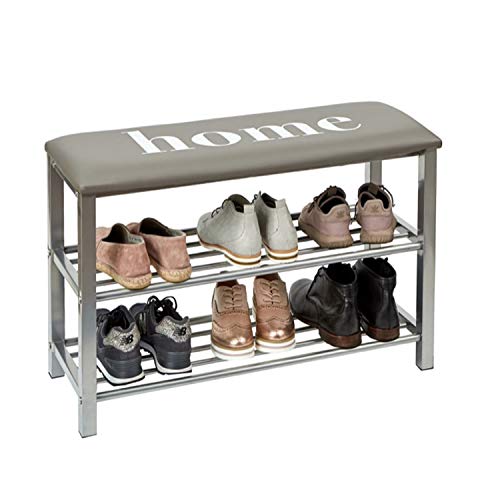 LOVE !T STORE !T 670896 Zapatero, Piel y Metal, Home-Light Grey Silver, 80x30x48cm