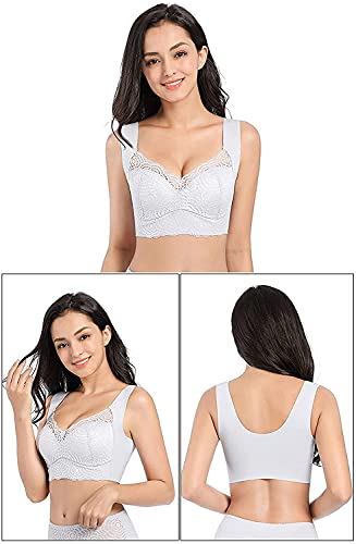 Luciana Secret Lift Bra, Air Ultimate Lift Stretch Seamless Sexy Bra (Gris plateado, 48/110 CD)