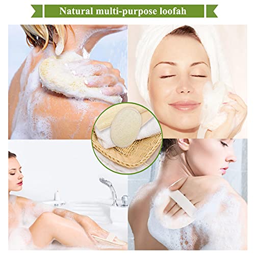 Lufa de Ducha Natural (3 piezas), Depurador Corporal de Lufa, Limpa e Remove as Células Morta, Esponja Fibrosa 100% Natural de Lufa, Ecológico Biodegradable Esponja Exfoliante para Bañarse