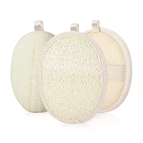 Lufa de Ducha Natural (3 piezas), Depurador Corporal de Lufa, Limpa e Remove as Células Morta, Esponja Fibrosa 100% Natural de Lufa, Ecológico Biodegradable Esponja Exfoliante para Bañarse