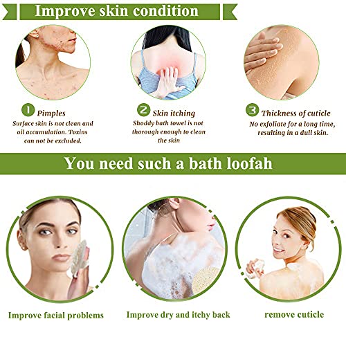 Lufa de Ducha Natural (3 piezas), Depurador Corporal de Lufa, Limpa e Remove as Células Morta, Esponja Fibrosa 100% Natural de Lufa, Ecológico Biodegradable Esponja Exfoliante para Bañarse