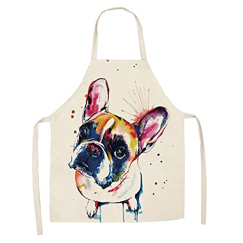 Lukery Delantal de Cocina Mujer Infantil Delantal de Barbacoa Delantal de Chef Pintura Delantales para Niño Hombre Restaurante Trabajo Cocina Hornear Jardín (Niño- 47x38cm,Lindo Buldog)