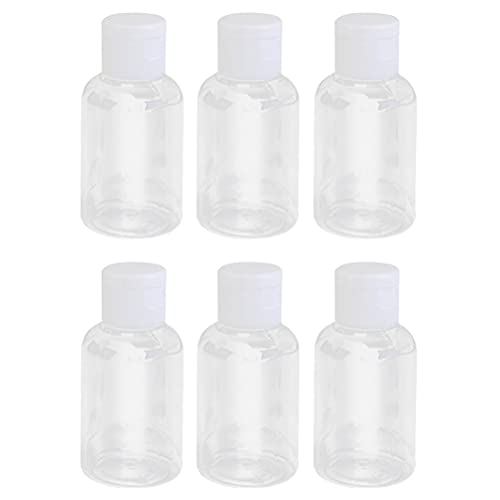 Lurrose 6 frascos de plástico vacíos de 50 ml con tapa abatible para emulsión de gel de ducha emoliente