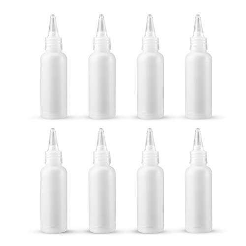 LUTER 8 Piezas 2oz Botellas Pequeñas de Plástico Transparente Mini Botella Vacía para Pintura, Bricolaje, Arte, Líquidos, Loción, Artesanía, Pegamento, Viaje en Avión