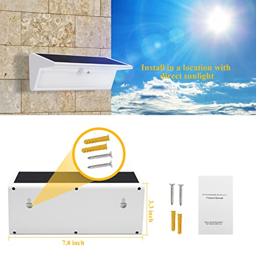 Luz Solar Exterior 46 LED 3000mAh lámpara solar exterior Luz solar superbrillante de 800lm con detector de movimiento infrarrojo 4 modos Aplique impermeable para jardín (luz blanca)