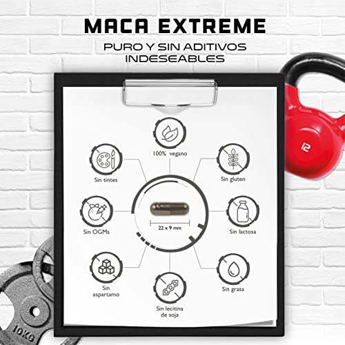 Maca Extreme - 300 cápsulas - Dosificación extra alta: 30.000mg por porción diaria - Extracto especial premium 10:1 de Perú - Vegano