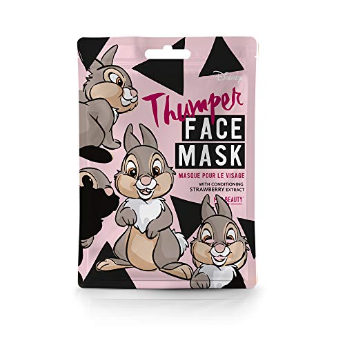 MAD Beauty Mascarilla Facial Disney Tambor, Disney Animal Face Mask Thumper, Translúcido, Fresa