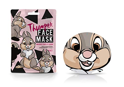 MAD Beauty Mascarilla Facial Disney Tambor, Disney Animal Face Mask Thumper, Translúcido, Fresa