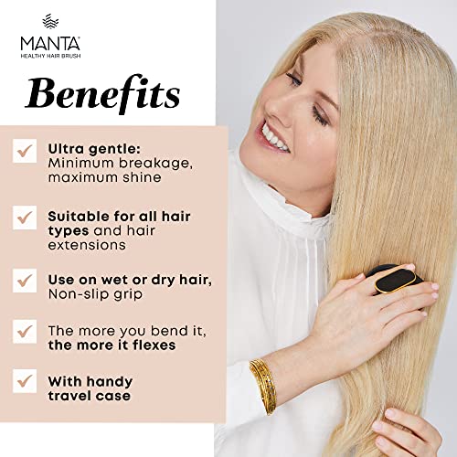 Manta Hair Cepillo para el Pelo, Color Burdeos, Cepillo para el Cabello Totalmente Flexible, Cepillo Suave que Ayuda a Prevenir la Rotura del Cabello, Granate