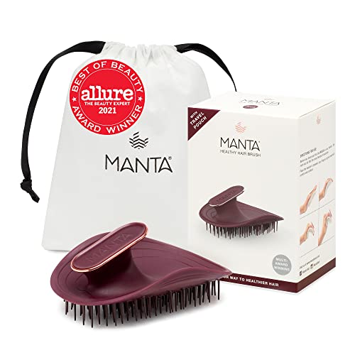 Manta Hair Cepillo para el Pelo, Color Burdeos, Cepillo para el Cabello Totalmente Flexible, Cepillo Suave que Ayuda a Prevenir la Rotura del Cabello, Granate