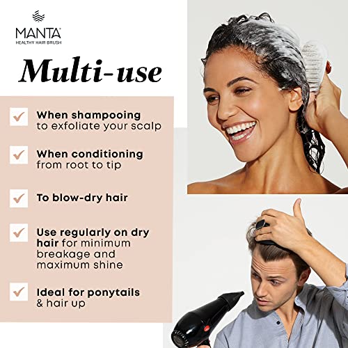 Manta Hair Cepillo para el Pelo, Color Burdeos, Cepillo para el Cabello Totalmente Flexible, Cepillo Suave que Ayuda a Prevenir la Rotura del Cabello, Granate