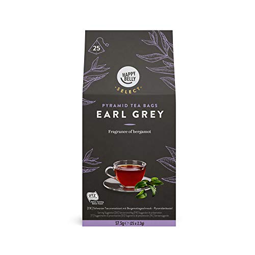 Marca Amazon – Happy Belly Select Bolsitas de té negro Earl Grey, 6 x 25 pirámides