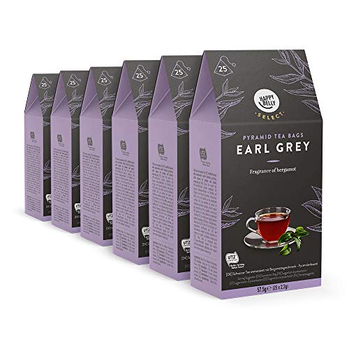 Marca Amazon – Happy Belly Select Bolsitas de té negro Earl Grey, 6 x 25 pirámides