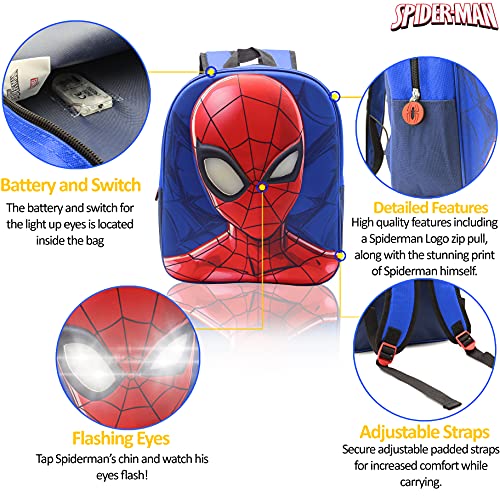 Marvel Spiderman Mochilas Escolares para Niños, Mochila Escolar Diseño 3D con Ojos Que se Iluminan, Mochila Infantil para Colegio Deporte, Regalos para Niños