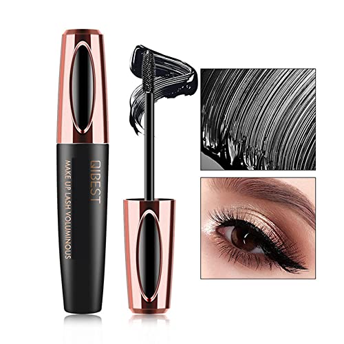 Mascara 4D Fibras de Seda, Pestañas Mascara,Natural Lashes,Pestañas de Seda impermeables Máscara de pestañas de fibra 4D, Rímel negro engrosado y alargado, Pestañas de fibra impermeables