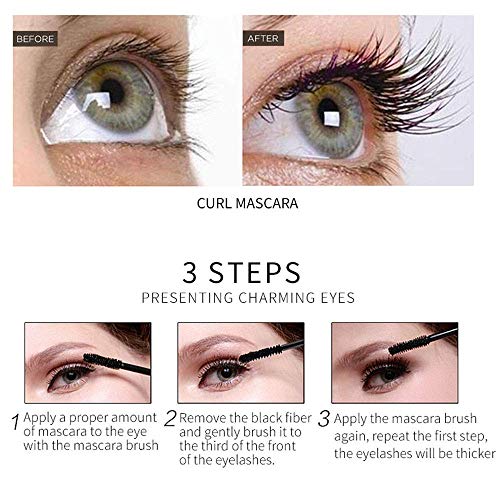 Mascara 4D Fibras de Seda, Pestañas Mascara,Natural Lashes,Pestañas de Seda impermeables Máscara de pestañas de fibra 4D, Rímel negro engrosado y alargado, Pestañas de fibra impermeables