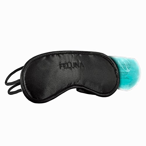 Máscara para dormir con almohada para enfriar los ojos Gafas para dormir con banda de goma ajustable y sensación de seda La almohada para enfriar ayuda con las migrañas (Negro)