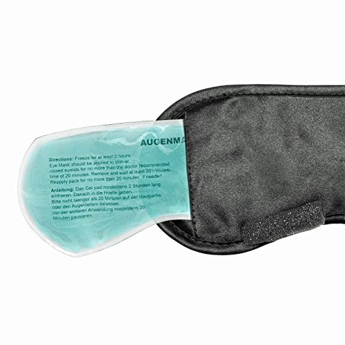 Máscara para dormir con almohada para enfriar los ojos Gafas para dormir con banda de goma ajustable y sensación de seda La almohada para enfriar ayuda con las migrañas (Negro)