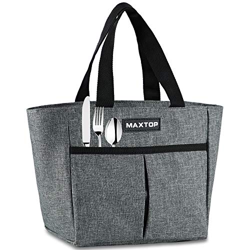 MAXTOP - Bolsa de almuerzo para mujer aislada bolsa termica porta alimentos, con bolsillo frontal para niños, escolares, niñas adultos mujeres, trabajo de oficina, compras, picnic, camping