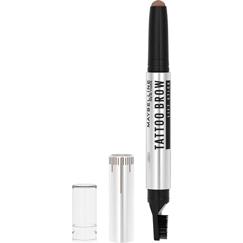 Maybelline New York - Lápiz de Cejas Efecto Lifting, Rellena y fija las cejas con Acabado Natural, Tattoo Brow Lift Stick, Tono 02 Soft Brown