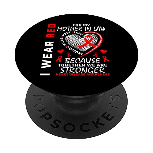 Me pongo rojo para mi suegra regalo de concienciación sobre enfermedades cardíacas PopSockets PopGrip Intercambiable