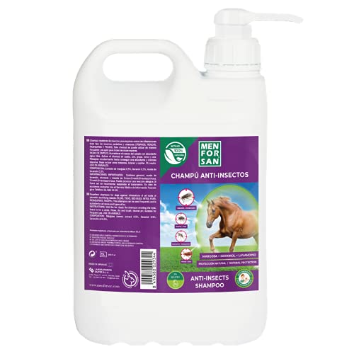 MENFORSAN Champú Anti-Insectos con Margosa, Geraniol y Lavandino para Caballos 5L, Protégelo de Cualquier Insecto