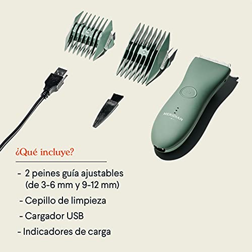 Meridian Afeitadora Cortadora Eléctrica Corporal para Hombres | Rasuradora Para la Ingle y el Cuerpo con cuchilla de cerámica | Resistente al Agua l USB Recargable - 90 minutos de duración l Sage