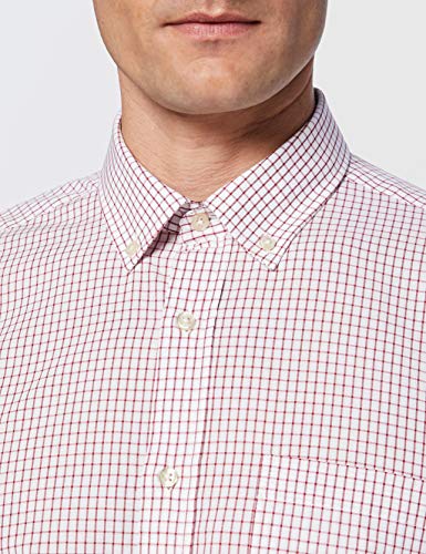 Mexx Shirt Long Sleeve Camisa LS, Borgoña A Cuadros Impreso, L para Hombre