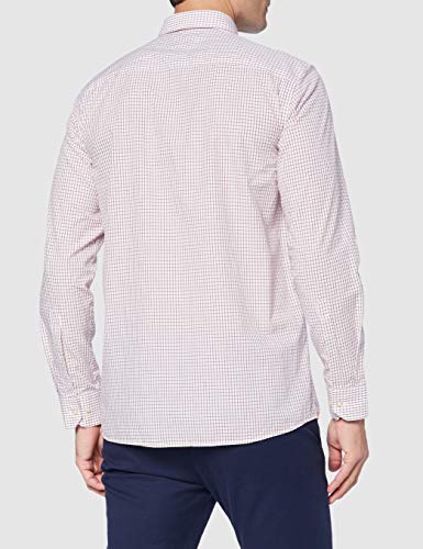 Mexx Shirt Long Sleeve Camisa LS, Borgoña A Cuadros Impreso, L para Hombre