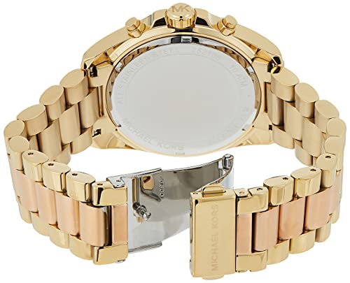 Michael Kors Reloj para Mujer BRADSHAW, Caja de 43 mm, Movimiento Cronógrafo de Cuarzo, Correa de Acero Inoxidable, Oro Rosa