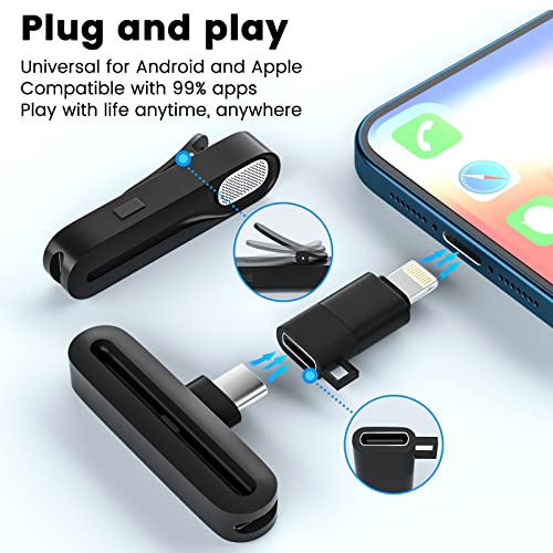 Micrófono inalámbrico Lavalier para iPhone iPad, Plug and Play Reducción de ruido USB C Micrófono inalámbrico para TikTok YouTube Live Stream Vlog, micrófono de sincronización automática para Vloggers