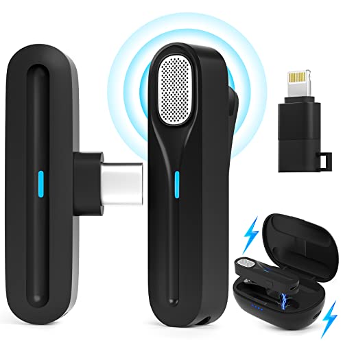 Micrófono inalámbrico Lavalier para iPhone iPad, Plug and Play Reducción de ruido USB C Micrófono inalámbrico para TikTok YouTube Live Stream Vlog, micrófono de sincronización automática para Vloggers