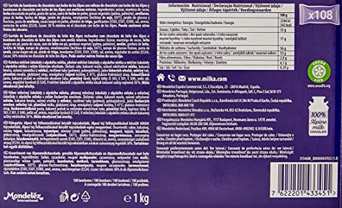 Milka Moments - Surtido de Chocolate Milka, Mix de Sabor Chocolate con Leche de los Alpes, Avellanas, Oreo y Toffee Avellana, Chocolatinas Mini Individuales - Caja de 1 Kg