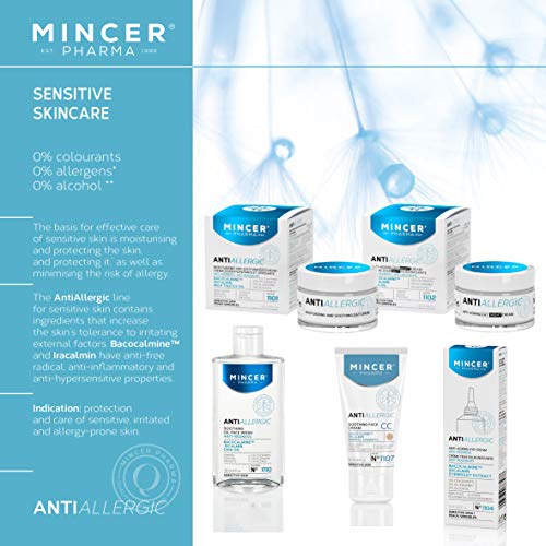 Mincer Pharma Anti Allergic Crema facial hidratante y calmante antialérgica antialérgica contra las rojeces para pieles sensibles con bacocalmin, iricalmina y aceite de cardo mariano, 50 ml