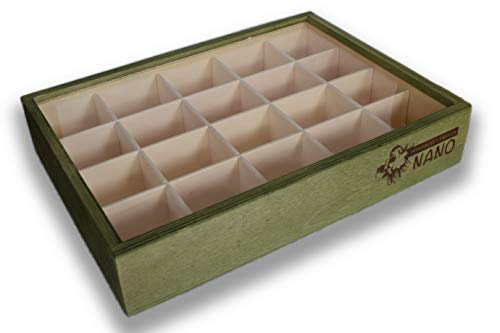 MINERALES Y FOSILES NANO Colección de 20 Fósiles del Mundo Premium en Caja de Madera Natural - Fósiles Reales educativos de Gran tamaño con Hoja de descripción. Kit Geología para niños