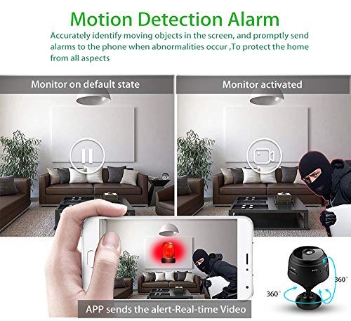 Mini Cámara Espía Oculta,HD 1080P WiFi cámara de Seguridad inalámbrica portátil por 150 Grados cámaras de vigilancia Gran Angular Seguridad y visión Nocturna para iPhone Android