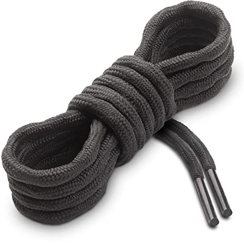 Miscly Cordones Redondos de Botas [3 Pares] Antideslizantes y con Forma Entrelazada, Cordones Resistentes Ideales para Botas, Botas de Trabajo y Zapatos de Senderismo (183cm, Negro)