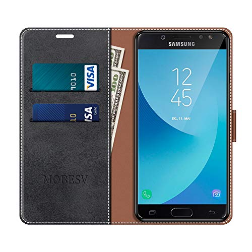 MOBESV Funda para Samsung Galaxy J3 2017, Funda Libro Samsung J3 2017, Funda Móvil Samsung Galaxy J3 2017 Magnético Carcasa para Samsung Galaxy J3 2017 Funda con Tapa, Elegante Negro