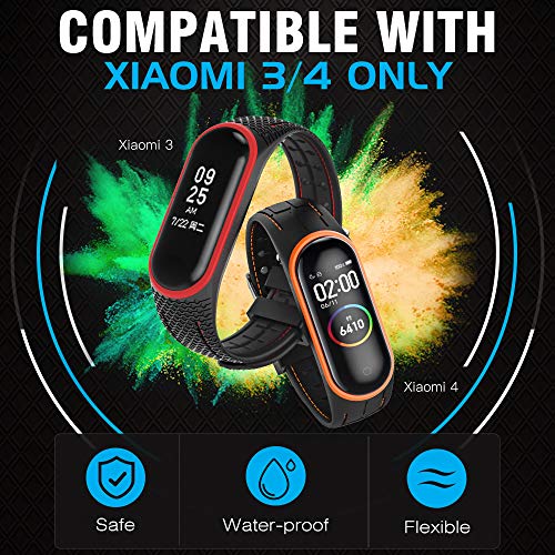 MoKo 2-Pack Reloj Correa para Xiaomi Mi Band 3/Mi Band 4, Pulsera de Silicona, Correa de Reloj Deportivo, Banda de Reloj de Silicona - Rojo Naranja