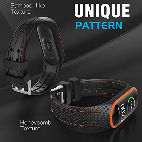 MoKo 2-Pack Reloj Correa para Xiaomi Mi Band 3/Mi Band 4, Pulsera de Silicona, Correa de Reloj Deportivo, Banda de Reloj de Silicona - Rojo Naranja