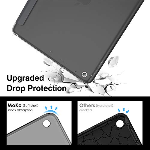 MoKo Funda Compatible con 2018/2017 iPad 9.7 6th/5th Gen, Ultra Delgado Función de Soporte TPU Protectora Plegable Cubierta Inteligente Trasera Transparente Compatible con iPad 9.7" - Gris Espacial