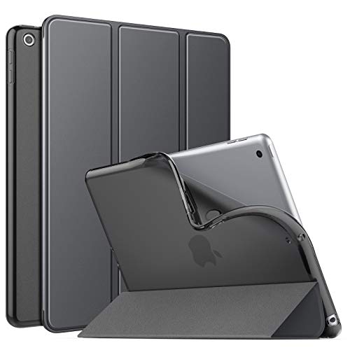 MoKo Funda Compatible con 2018/2017 iPad 9.7 6th/5th Gen, Ultra Delgado Función de Soporte TPU Protectora Plegable Cubierta Inteligente Trasera Transparente Compatible con iPad 9.7" - Gris Espacial