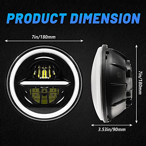 MONDEVIEW 7" Faro LED Para Moto 400W 40000LM Cromado DRL Angel Eye 6000K+4300K ​​Ámbar Ultra Clásico Electra