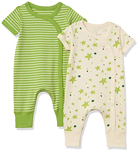 Moon and Back by Hanna Andersson 2 Pack Romper Juego de Canastilla, Verde Lima, 0 Meses